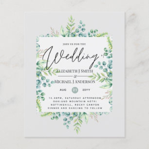 True Colours GREENERY Modern Budget Wedding Invite