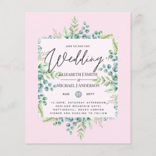 True Colours GREENERY Modern Budget Wedding Invite