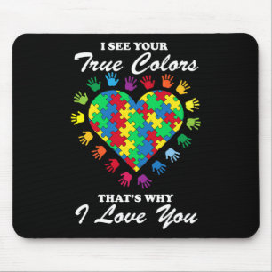 True Colours Heart Puzzle Cool Autism Awareness Gi Mouse Pad