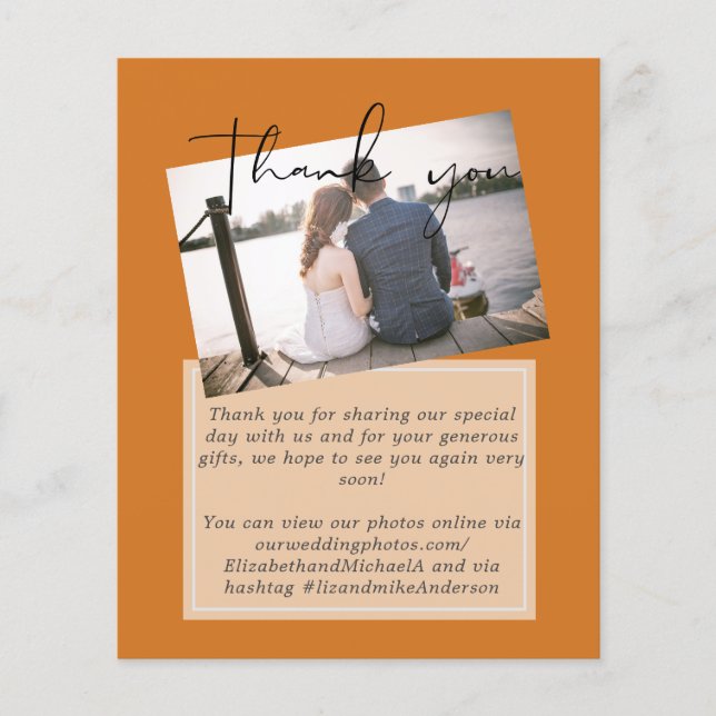 True Colours PHOTO Thank You Letter Budget Wedding (Front)