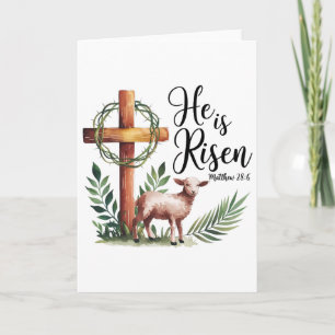 True Easter He Is Risen Lamb Crown Of Thorn Cross  Card
