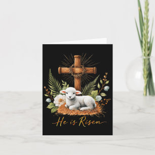 True Easter He Is Risen Lamb Crown Of Thorn Cross  Card