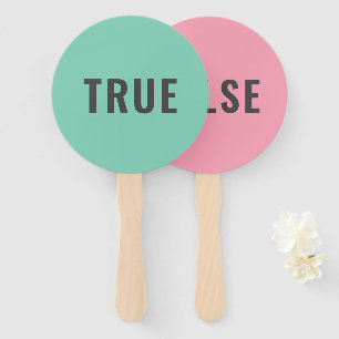 True False Game Modern Pastel Green Pink Hand Fan