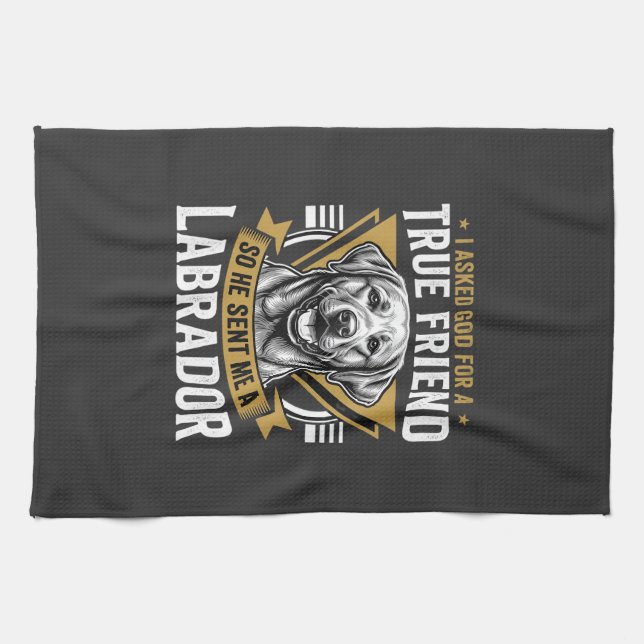 True Friend Labrador Dog Kitchen Towel (Horizontal)