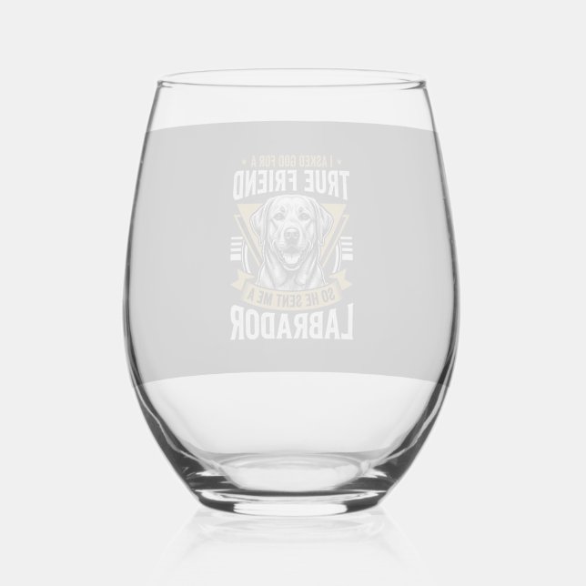 True Friend Labrador Dog Stemless Wine Glass (Front)