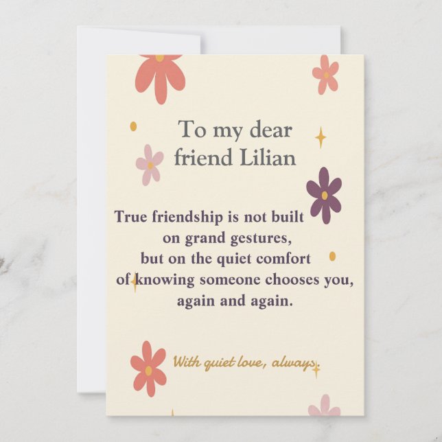 True Friendship Invitation – Cute Floral Card (Front)