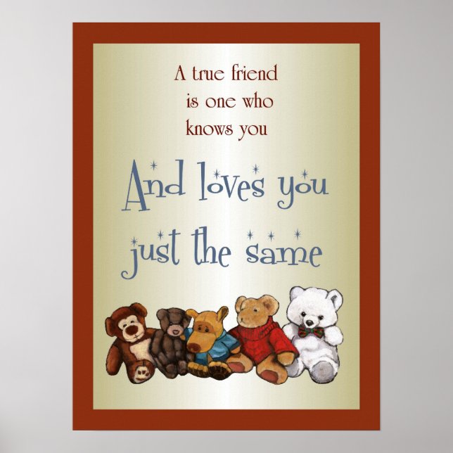 True Friendship: Teddy Bears, Stuffed Toys: Art Poster (Front)