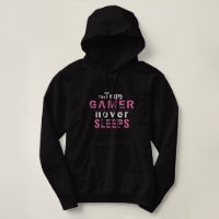 True Gamer Never Sleeps Pink Typography Gamer