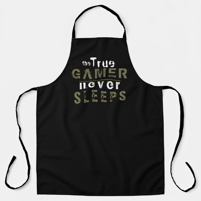 True Gamer Never Sleeps Typography Gamer Apron (Front)