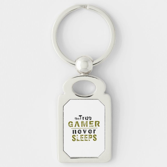 True Gamer Never Sleeps Typography Gamer   Keychain (Front)