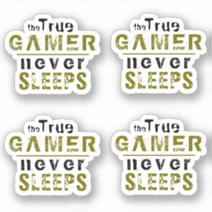 True Gamer Never Sleeps Typography Gamer Sticker