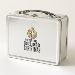 True Light of Christmas Vintage Christian Ornament Metal Lunch Box