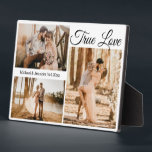 true love 3 photos collage wedding minimalist plaque<br><div class="desc">elegant , true love, three photos collage wedding minimalist plaque</div>