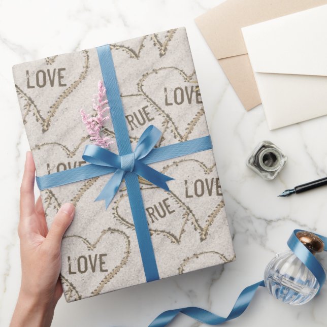 True Love Beach Hearts with Starfish  Wrapping Paper (Gifting)