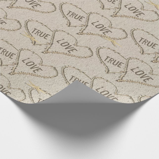 True Love Beach Hearts with Starfish  Wrapping Paper (Corner)