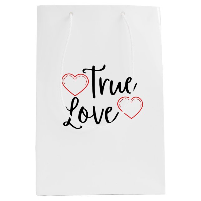 True Love Black Valentine's Medium Gift Bag (Front)