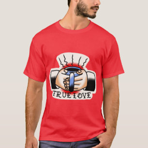 true love coffee traditional tattoo T-Shirt