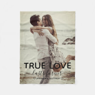 True Love Couple Photo Engagement Gift Fleece Blanket