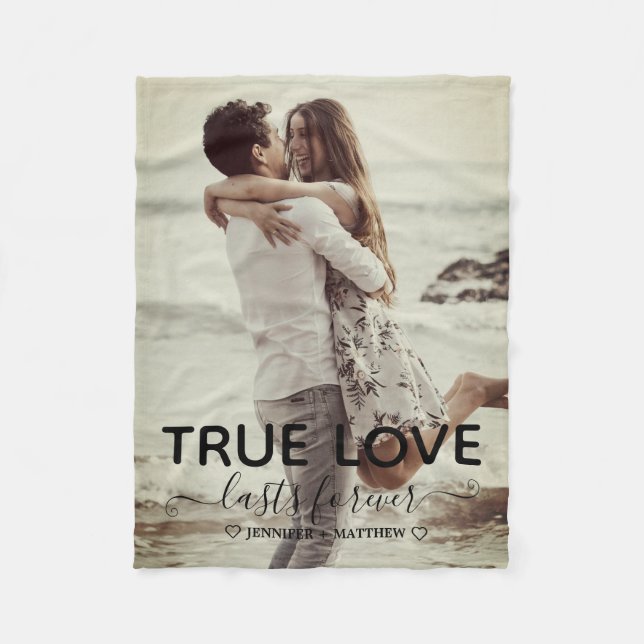True Love Couple Photo Engagement Gift  Fleece Blanket (Front)