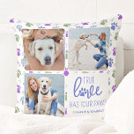 True Love Custom Pet Dog Lover 4 Photo Collage Throw Pillow<br><div class="desc">True Love Has Four Paws! Celebrate your best friend with a custom unique dog photo collage pillow and keepsake. Surprise your favourite dog lover, whether is a birthday, Mother's day, valentines day, or Christmas with this cute love photo dog pillow. This True Love with paw print design dog photo pillow...</div>