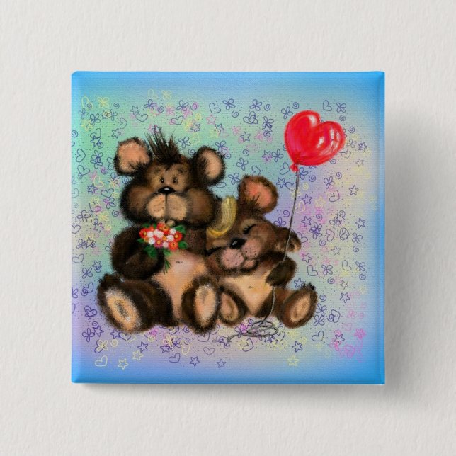True Love - Cute 2 Inch Square Button (Front)