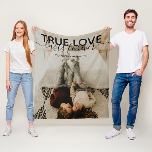 True Love Cute Couple Photo Fleece Blanket (In Situ)