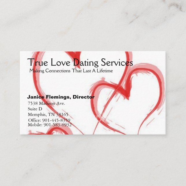 True Love Dating Services Business Card (Front)