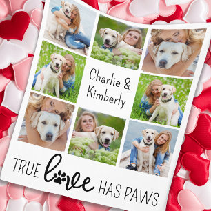 True Love Dog Lover Customized Pet 8 Photo Collage Fleece Blanket