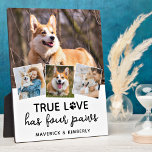 True Love Dog Lover Personalized 4 Photo Collage Plaque<br><div class="desc">True Love Has Four Paws! Celebrate your best friend with a custom unique dog photo collage plaque and keepsake. Surprise your favourite dog lover, whether is a birthday, Mother's day, valentines day, or Christmas with this cute love photo dog picture frame. This True Love with paw print design dog photo...</div>