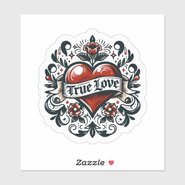 True Love Heart Tattoo Look Artistic  (Sheet)