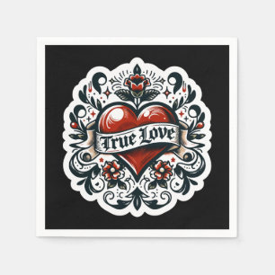 True Love Heart Tattoo Sticker Wedding Engagement Napkin