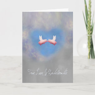 True Love is Unbelievable-Flying pigs in love Holiday Card