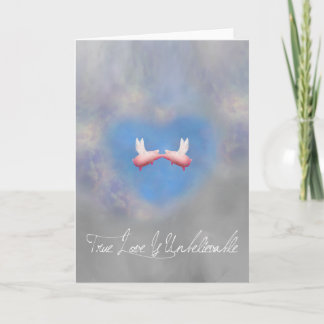 True Love is Unbelievable-Flying pigs kissing Holiday Card