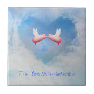 True Love Is Unbelievable-Flying Pigs Kissing Tile