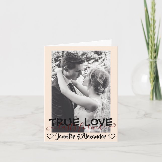 True Love Lasts Forever Cute Couple Heart Card (Devant)