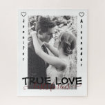 True Love Lasts Forever Cute Couple Heart Photo Jigsaw Puzzle<br><div class="desc">True Love Forever Cute Couple Heart Photo Puzzle.
Elegant Puzzle classic minimalistic in black and white to celebrate love. Personalize your name,  photo and text. Customize and make a speciall gift!</div>
