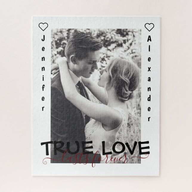 True Love Lasts Forever Cute Couple Heart Photo Jigsaw Puzzle (Vertical)