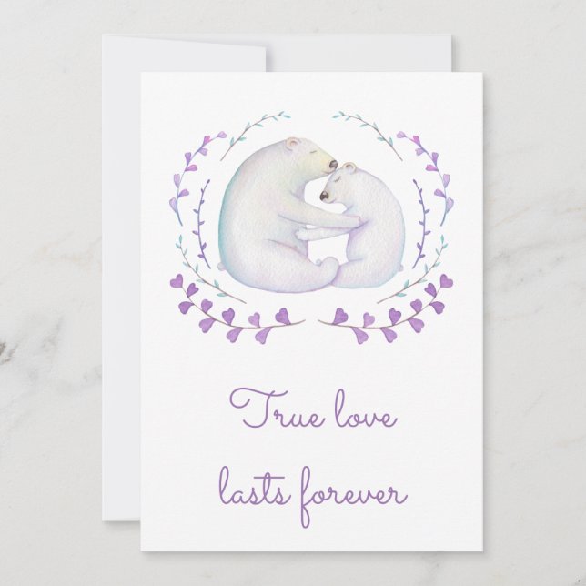 True Love Lasts Forever Polar Bear Valentines Day Holiday Card (Front)