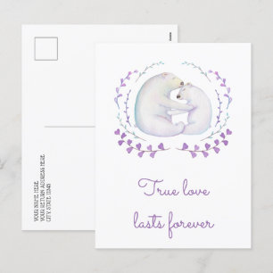 True Love Lasts Forever Polar Bear Valentines Day Holiday Postcard