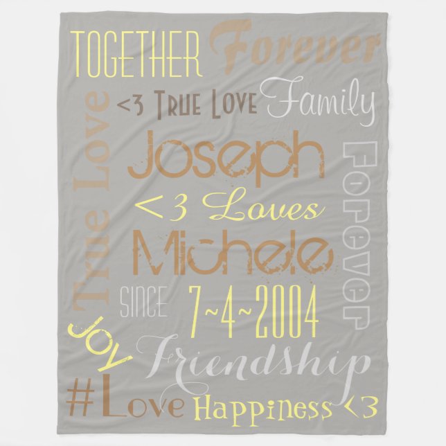 True Love Names and Date Blanket Personalized (Front)