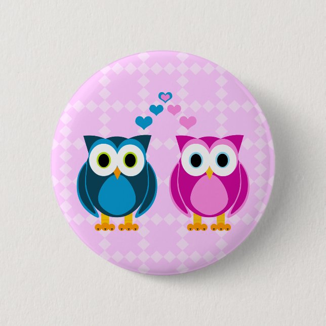 True Love - Owl Cartoon 2 Inch Round Button (Front)