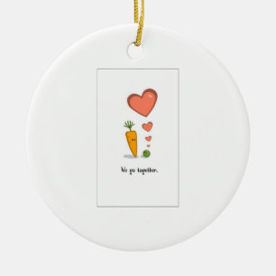 true love, peas and carrots ceramic ornament