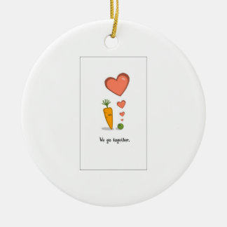 true love, peas and carrots ceramic ornament