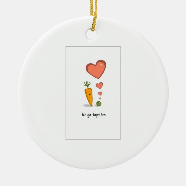 true love, peas and carrots ceramic ornament (Front)