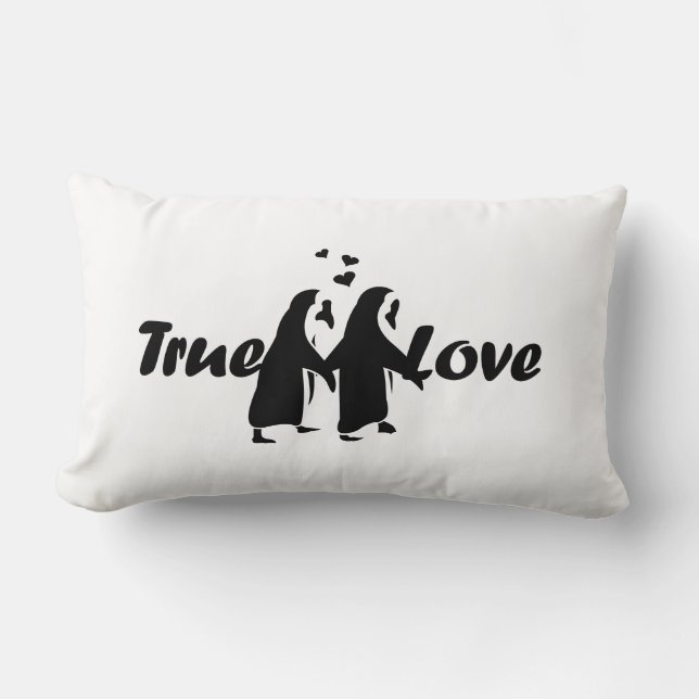 True Love (Penguin) Lumbar Pillow (Front)