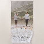 True Love photo modern minimal personalised gift Beach Towel<br><div class="desc">True Love lasts forever photo simple modern minimal personalised anniversary,  wedding,  birthday or Christmas gift for the one you love. Modern green colour is fully customisable.</div>