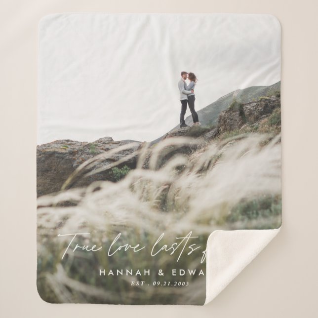 True Love photo modern minimal personalised gift F Sherpa Blanket (Front)