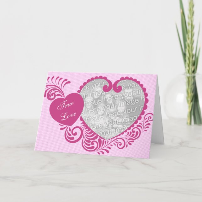 True Love Pink Heart Photo Carte Saint-Valentin (Devant)