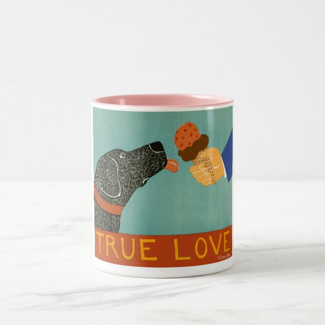 True Love-Pink Mug-Stephen Huneck Two-Tone Coffee Mug (Center)
