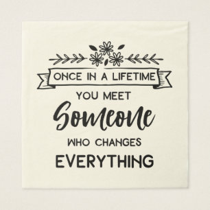 True Love Quote Wedding Bridal Shower Black White Napkin